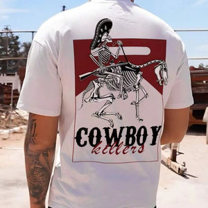 เสื้อยืดพิมพ์ลายวินเทจซักกรด/ซักแล้วทำจากผ้าฝ้ายเนื้อนุ่ม100% จากปากีสถาน - Product Image 1