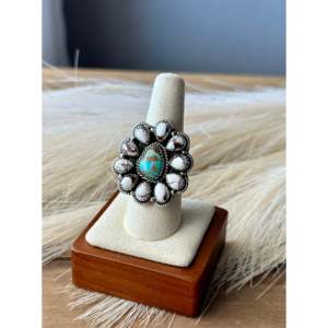 Southwest Handmade Multi Stone Sterling Silver Cluster Ring Adjustable Bezel <b>Set</b> - Product Image 1
