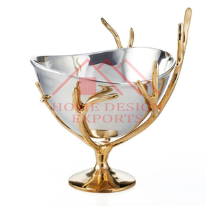 Customized Size Gold Antler Stand Pedestal Nuts Bowl for <b>Tableware</b> Usage/Popcorn Serving Bowl - Product Image 1