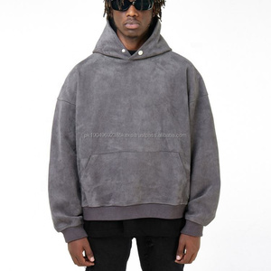 Sudadera con Capucha de Tela de Gamuza Artificial Personalizada de Fábrica, Sudadera Corta Lavada al Ácido, Sudadera Holgada de Corte Cuadrado Lavada a la Piedra para Hombre - Product Image 1