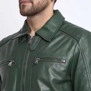 Chaqueta de cuero de talla grande al por mayor, chaqueta de cuero para uso en exteriores, chaqueta de cuero para hombre con cuello vuelto - Product Image 6