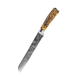 Vente en gros personnalisé OEM ODM PRESTIGE LAMES 5 PCS Couteau de chef Set Laser Rose Motif Cuisine Damas Acier Ambidextre Sharp - Product Image 5