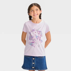 T-shirt Grafica a Maniche Corte da Bambina Cat Jack, Colore Lavanda Chiaro, Taglia M, Stampa Casual alla Moda, in Jersey Morbido, con Logo e Cartone Animato - Product Image 1