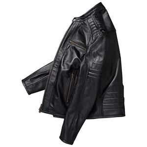 Chaqueta de Cuero Vacuno Genuino para Hombre, Estilo Motero, Cuello Mao, Impermeable, Transpirable, Anti-UV, Forro de Algodón - Product Image 2