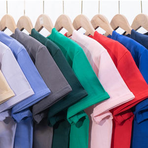 T-shirt lourd 100% coton pour jeune foule Style décontracté avec petit décolleté été à manches courtes impression numérique couleur unie - Product Image 1