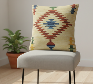 Modern Customizable Cotton Beige Color Woven Square <b>Cushion</b> <b>Cover</b> with Floral Pattern Zipper Closure Washable for Home Hotel Use - Product Image 1