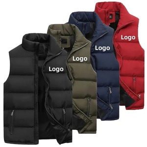 Custom Men's Waistcoat & <b>Jackets</b> Thick Stand Collar Solid Color Canvas Duck Winter <b>Jacket</b> Logo Pattern Decoration Cotton Vest - Product Image 1