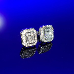 Pendientes de Diamantes con Corte Cojín de Moissanita Cultivada en Laboratorio VVS, Clásicos para Mujer, Chapados en Oro, Certificados por IGI, Plata de Ley S925 - Product Image 1