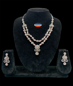 AD Ensemble de bijoux pour femmes Collier avec boucles d'oreilles en placage de rhodium luxueux Parfait pour les occasions formelles, les fêtes et les coffrets cadeaux - Product Image 3