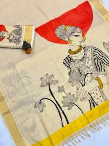 ผ้าส่าหรีเนื้อผ้าทิชชูสีทองแบบเคอร์เรล่า พร้อมพัลลูสวยงามและลายจาร์ลาร์ ผ้าส่าหรีสำหรับผู้หญิง ผลิตในอินเดีย มีสินค้าพร้อมส่ง - Product Image 6