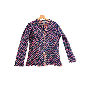 Chaqueta Acolchada Reversible de Algodón para Mujer, Estampado Floral Azul con Flores Rosas, Abrigo de Invierno, Talla XL - Product Image 3