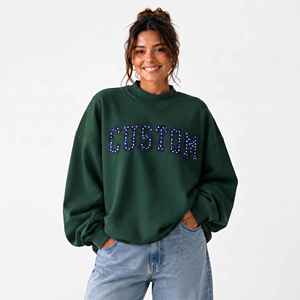 Pull molletonné personnalisé brodé pour femme, col montant, coupe ample, qualité supérieure, style décontracté, sweat-shirt oversize pour femme - Product Image 1