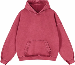 Nouvel Arrivage – Sweat à Capuche Oversize en Coton Mélangé Effet Vieilli, Teinture Tie-Dye, en Molleton Bouclette, Zippé, Délavé à l'Acide, Effet Soleil Décoloré - Product Image 5