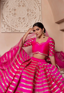 GHAZAL HOT PINK TAFFETA SEDA GOTA PATTI LEHENGA SET CON SOFT NET DUPATTA Designer Fancy Lehenga para mujer - Product Image 6