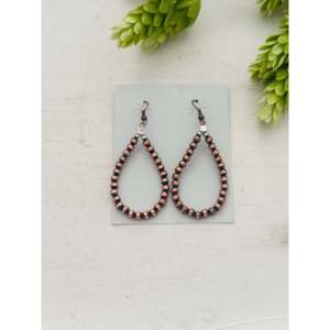 Boucles d'oreilles pendantes Navajo en cuivre et argent sterling avec perles en forme de goutte d'eau, design élégant - Product Image 1