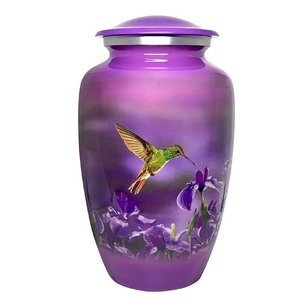 Urna de cremación de aluminio, urna de cremación de primera calidad hecha a mano, con estampado de Río, pez, atardecer, natación, estilo moderno - Product Image 4
