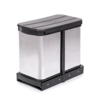 Contenedor de Basura de Acero Inoxidable Emuca, Mueble de Cocina con Montaje Inferior, Función de Extracción Manual/Automática, Modelo España