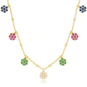 Colorful Flower Design Dainty Shaker Necklace Turkish Wholesale Handmade 925 Sterling Silver Jewelry - Product Image 4