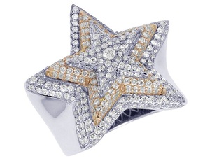 S925 <b>Silver</b> High Quality Fully Iced Out Hip Hop VVS Moissanite Round <b>Men</b> Gift Star Shape <b>Ring</b> Party - Product Image 1