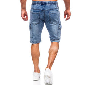 Shorts en jean décontractés pour homme, taille haute, extensible, nouveau denim bleu noir, vêtements d'été, tissés, imprimés, respirants, streetwear - Product Image 4