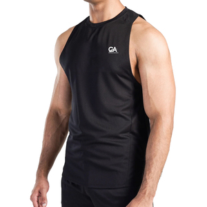 Gym Fitness Wear 100% algodón Gym Tank Top Muscle Fit Curved Hem Fitness Shirts Ropa de entrenamiento Camisetas sin mangas para hombres - Product Image 2