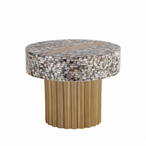 Mesa de Centro Moderna y Contemporánea de Lujo Ecológica con Base de Acero Inoxidable y Perla Madre, Muebles para el Hogar de Estilo Antiguo en Varios Colores - Product Image 1