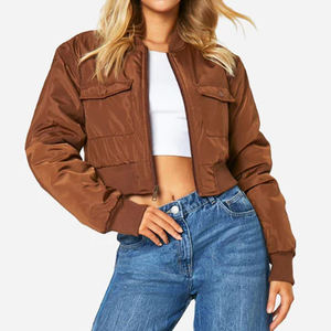 Professional Manufacturers Made Women Bomber Jackets <b>For</b> Online <b>Sale</b> Plain Blank Thin <b>Zipper</b> Women Bomber Jackets - Product Image 5