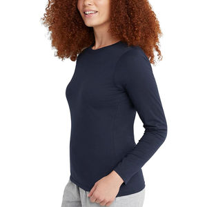 Personalizable Mujeres Cuello Redondo Unisex Transpirable Tallas Grandes Mangas Largas Solo Color Sólido Ajustado Mujeres Camisetas Diseños Personalizados - Product Image 2