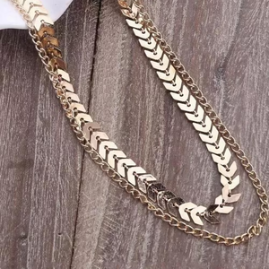 2 Layer Leaf <b>Fashionable</b> Layered <b>Necklaces</b> - Product Image 2