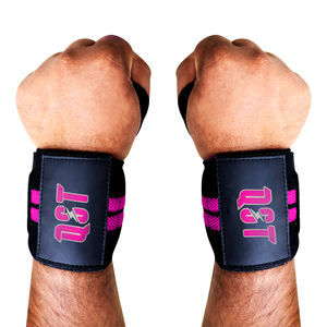 Attelle de poignet de levage en coton noir QST International WR-1028, marque privée, fermeture à boucle et crochet, soutien élastique professionnel - Product Image 6