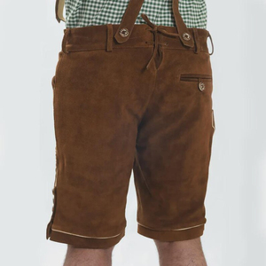 Lederhosen bavarois authentique pour hommes Oktoberfest allemand de qualité supérieure Shorts traditionnels en cuir suédé pour acheteurs de gros vêtements - Product Image 4