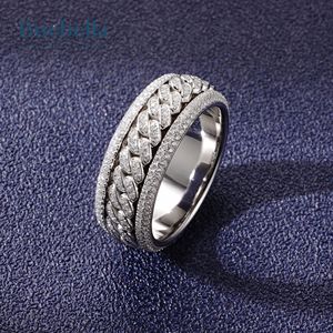 Anillo de enlace cubano de moissanita Micro pavimentado de Plata de Ley 925 Original para hombres para bodas y fiestas, joyería de gran oferta - Product Image 1