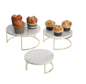 Wedding Decorative <b>White</b> Marble Round <b>Cake</b> <b>Stand</b> with Gold Metal Base <b>Stand</b> for Table Centerpiece Decor AT Best Price. - Product Image 1