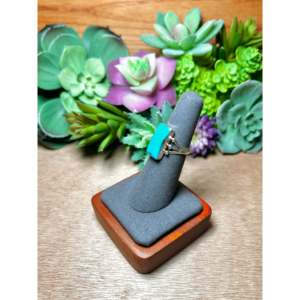 Navajo-Made Fine Jewelry Kingman Turquoise & Sterling <b>Silver</b> <b>Statement</b> <b>Ring</b> Size 5.75 for Everyday Wear - Product Image 3