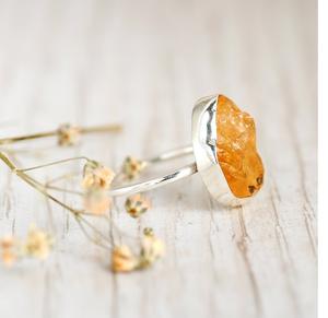 แหวนซิทรีนดิบ925เครื่องประดับเงินสเตอร์ลิงเครื่องประดับ Boho สีเหลืองอัญมณีไม่เจียระไนสำหรับงานเลี้ยงครบรอบแต่งงานงานเฉลิมฉลอง - Product Image 4