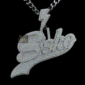 Pendentif personnalisé en moissanite avec lettre et nom pour enfants, bijoux hip-hop glacés, cadeau personnalisé pour fête d'anniversaire, accessoire de mode - Product Image 2