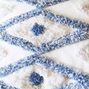 Cotton Woven Boho Throw Pillow Covers Tufted Blue Decorative Square Pillowcases Covers Tassels Embroidery Cushion Cover Pillow - Product Image 3