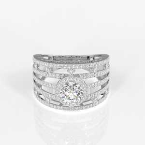 Bague cocktail multi-brins en moissanite, pierre centrale, design halo, luxe, argent S925, mariage, fiançailles, anniversaire, fête, cadeau - Product Image 4