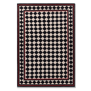 พรมขนสัตว์ลายเรขาคณิตอัลฮัมบรา สีเทา-ดำ ทอแบบเรียบ สำหรับบ้าน รูปทรงสี่เหลี่ยมผืนผ้า ลายทาง สำหรับห้องโถง ห้องนอน ห้องนั่งเล่น - Product Image 1