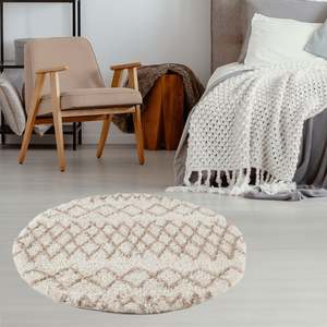 Alfombra Peluda Marroquí Color Beige Marfil, Modelo 930, 60x110 cm, Conjuntos Cómodos para Decoración del Hogar - Product Image 3