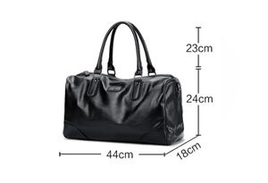 Proveedor de bolsas de lona de alta calidad, bolsa de cuero para viajar durante la noche impermeable a medida Black Tan - Product Image 6