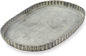 Plateau galvanisé au design classique Forme ronde de qualité supérieure avec poignées en corde Plateau galvanisé pour plateau de décoration de table d'hôtel - Product Image 3