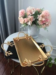 Plateau de service en marbre de Style classique taille de forme personnalisée poignée en métal assiette durable plat cuisine fête à la maison couleur personnalisée - Product Image 4