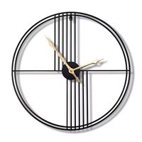 Jam dinding logam bulat Modern mewah senyap kustom hitam jam dinding sederhana dekorasi rumah besar