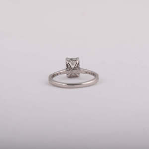 Emerald Cut Lab Grown Diamond Pave Setting Engagement Ring 14K <b>Solid</b> Gold Gold Plated Trendy Style Accent Women Gift Ring - Product Image 2