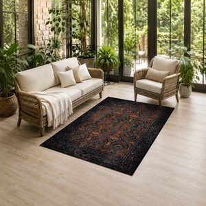 Tapis RUGS DEPOT LXDP-1004, tapis d'appoint en chenille noir charbon, style oriental traditionnel, imprimé numériquement, lavable en machine, antidérapant, vente en gros - Product Image 6