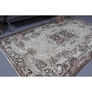 Alfombra Turca Vintage de 5.6x9.1 pies (172x276 cm), Alfombra Abstracta Marrón Gris - Product Image 1