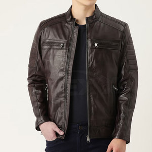 Chaqueta de Motociclista de Cuero Genuino para Hombre, Corte Ajustado, Estilo Motociclista, Piel de Vacuno Premium, Duradera, Cómoda, para Todas las Temporadas, a la Moda - Product Image 1