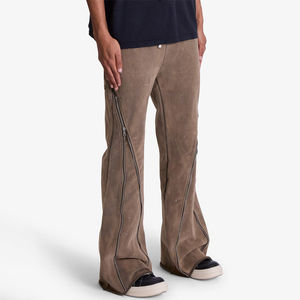 กางเกงวอร์มขาบานทรงแฟชั่นสตรีทสไตล์สำหรับผู้ชาย ผ้าเฟรนช์เทอร์รี่เนื้อหนา ซันเฟดวอช ทรงแบ็กกี้ ซิปข้าง รับทำโลโก้ OEM - Product Image 2