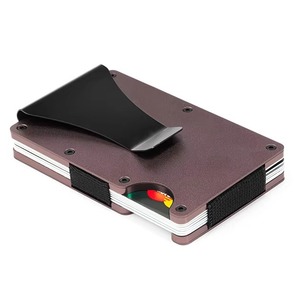 Customized Logo Slim Minimalist <b>Card</b> Holder <b>Wallet</b> for Men RFID Blocking Metal Aluminum Carbon Fiber With Money Clip Men <b>Wallets</b> - Product Image 3